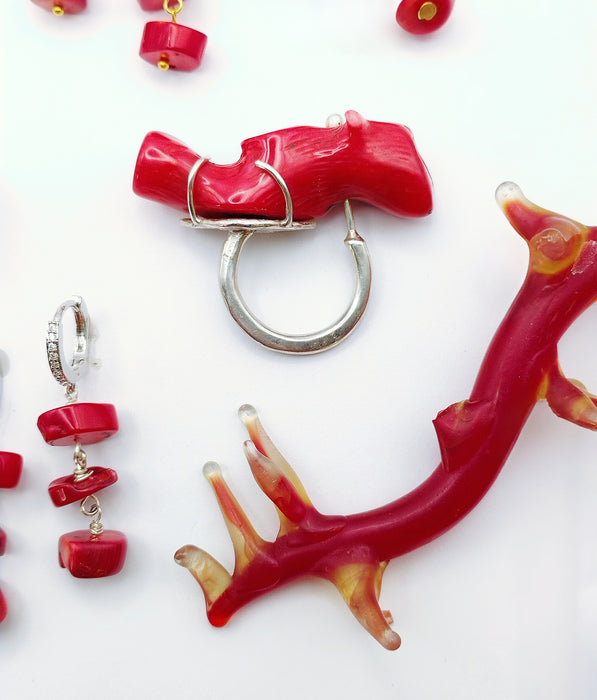 Red Coral Garnet Earrings