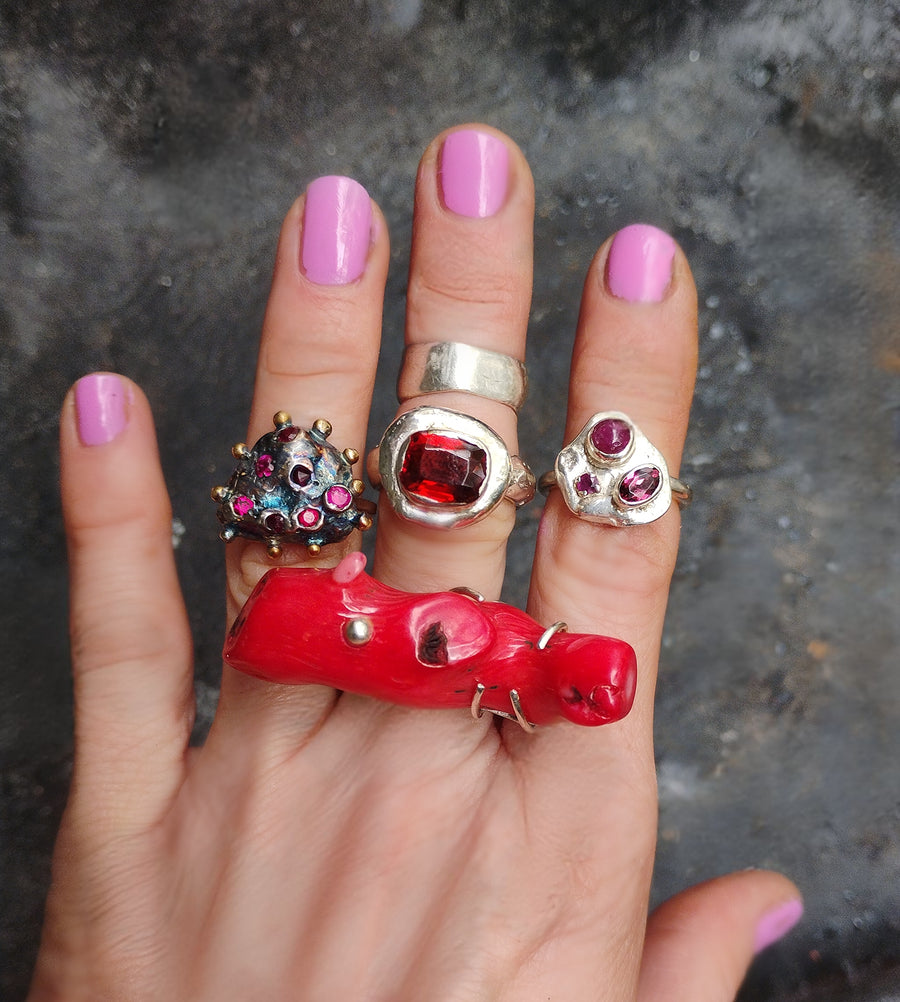 Red Coral Garnet Earrings