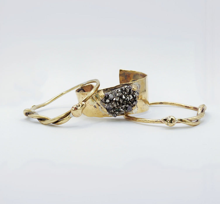 Snake Cuff with Diamond or Emerald Eyes