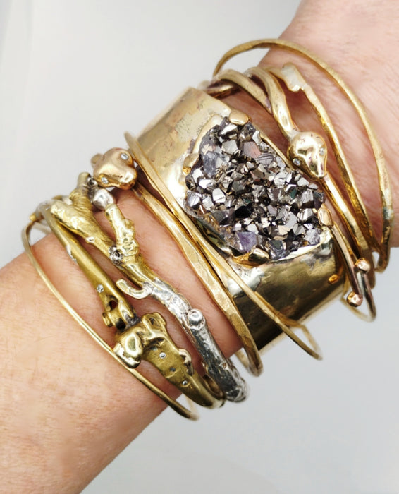 Snake Cuff with Diamond or Emerald Eyes