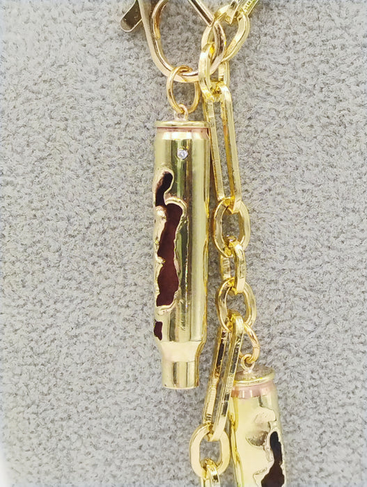 Melted Bullet Necklace with Diamond on Long Paperclip Chain
