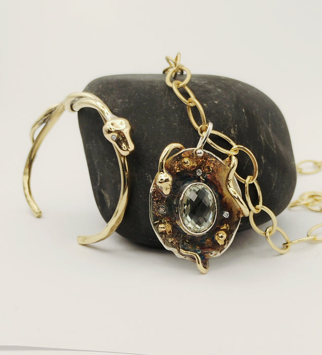 Snake Pendant with Green Amethyst