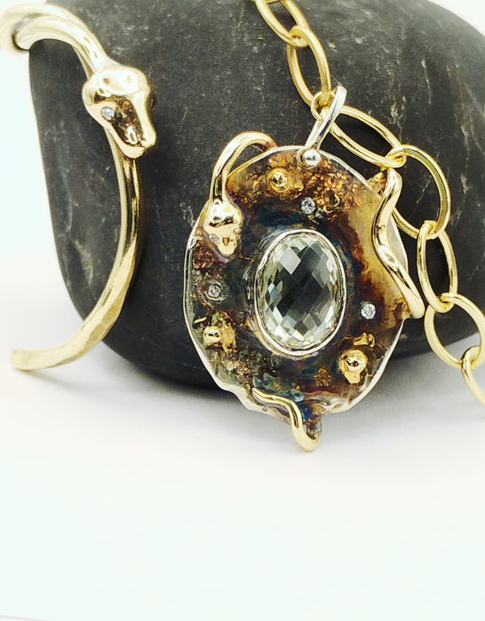 Snake Pendant with Green Amethyst