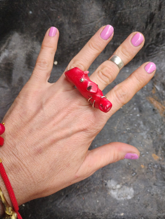 Red Coral Garnet Earrings