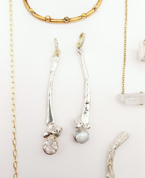 Silver Bone Earrings