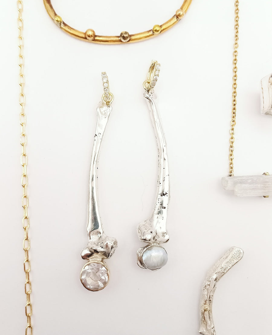 Silver Bone Earrings