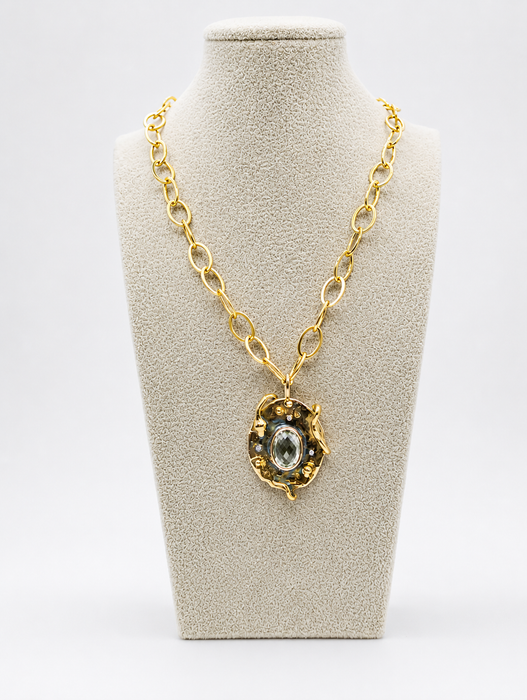 Snake Pendant with Green Amethyst