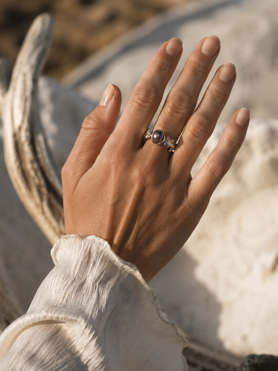 Opossum Jaw Pearl Ring
