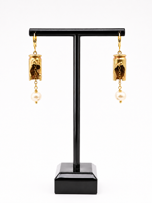Melted Bullet Pearl Earrings