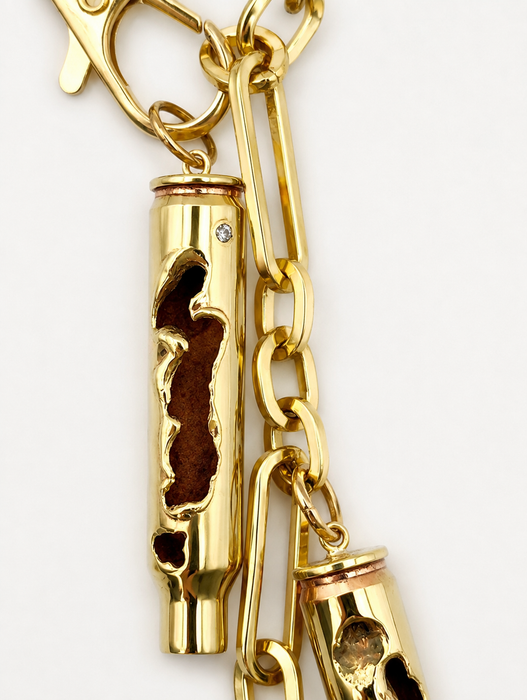 Melted Bullet Necklace with Diamond on Long Paperclip Chain