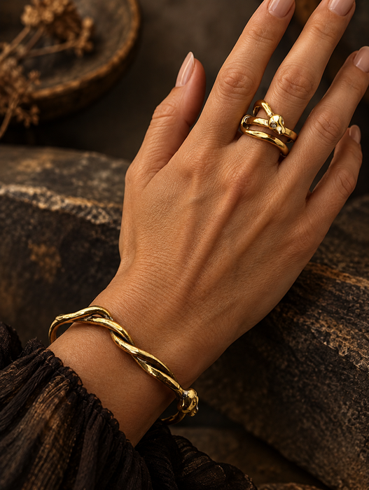 Snake Cuff with Diamond or Emerald Eyes