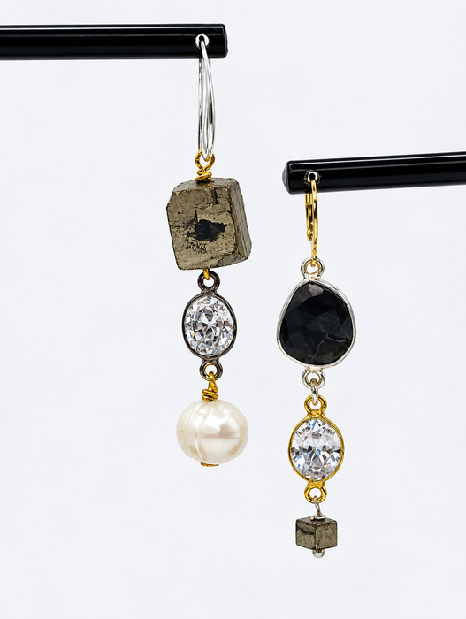 Agate Pyrite Earrings