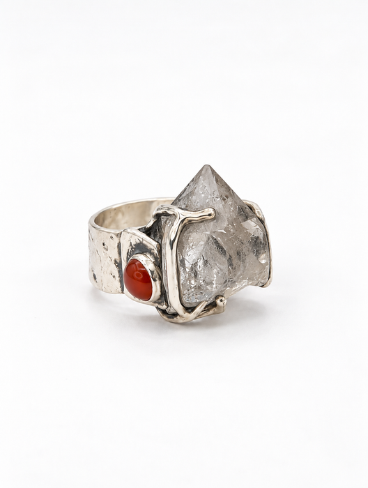 Rock Quartz Carnelian Ring