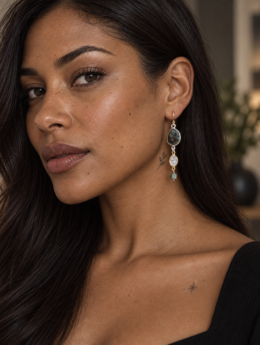 Agate Pyrite Earrings