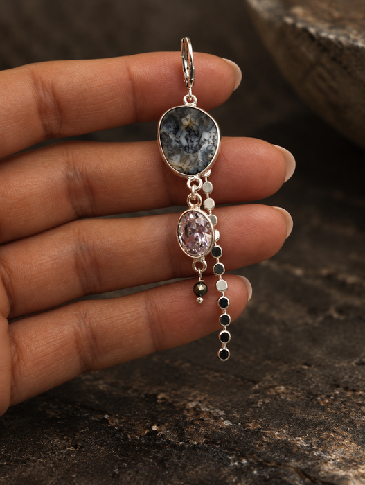 Agate Bead Chain Earrings
