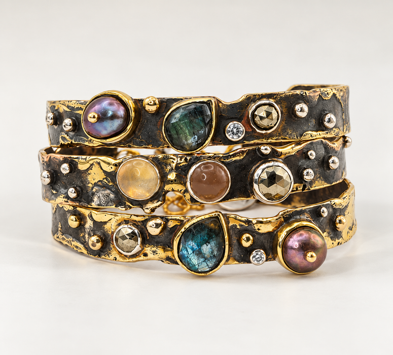 Labradorite Pearl Cuff