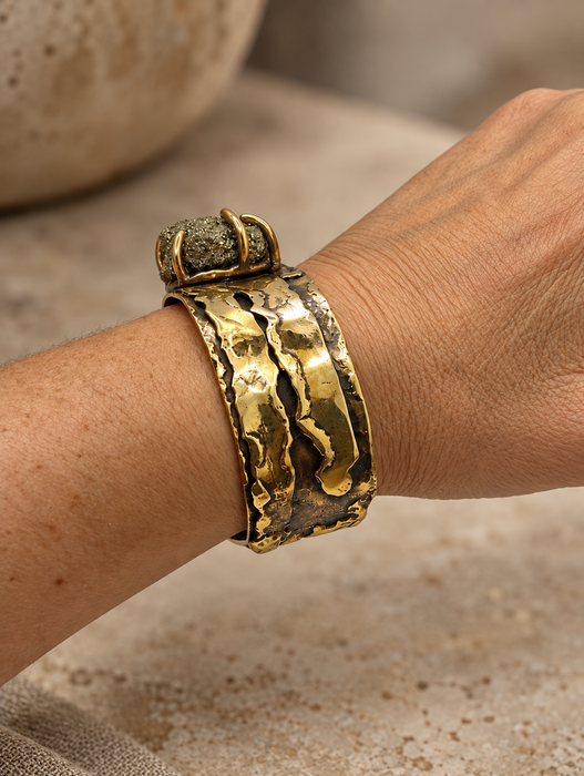 Pyrite Brass Cuff