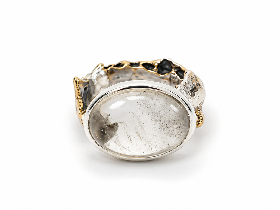 Oppossum Jaw Rock Quartz Ring