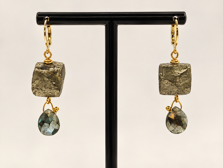Pyrite Drop Earrings