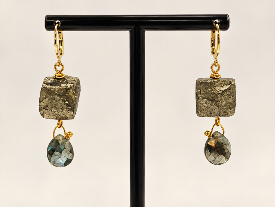 Pyrite Drop Earrings