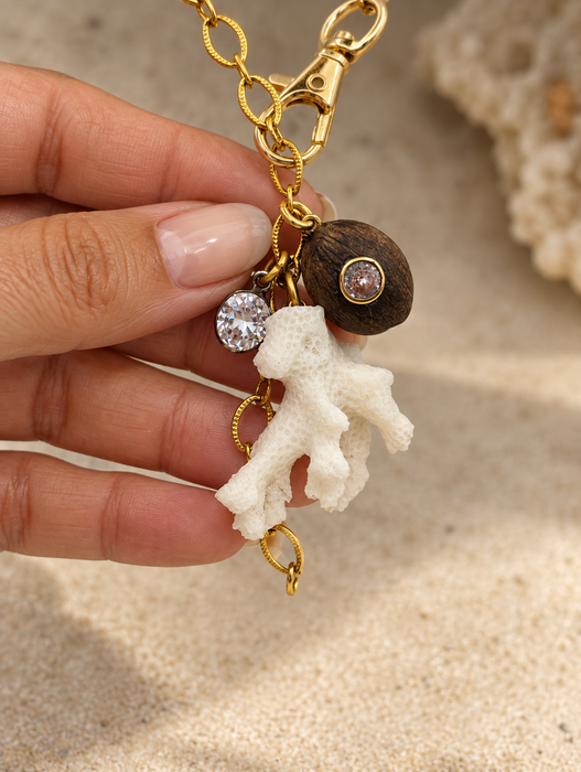 Coral Coconut Cluster Necklace