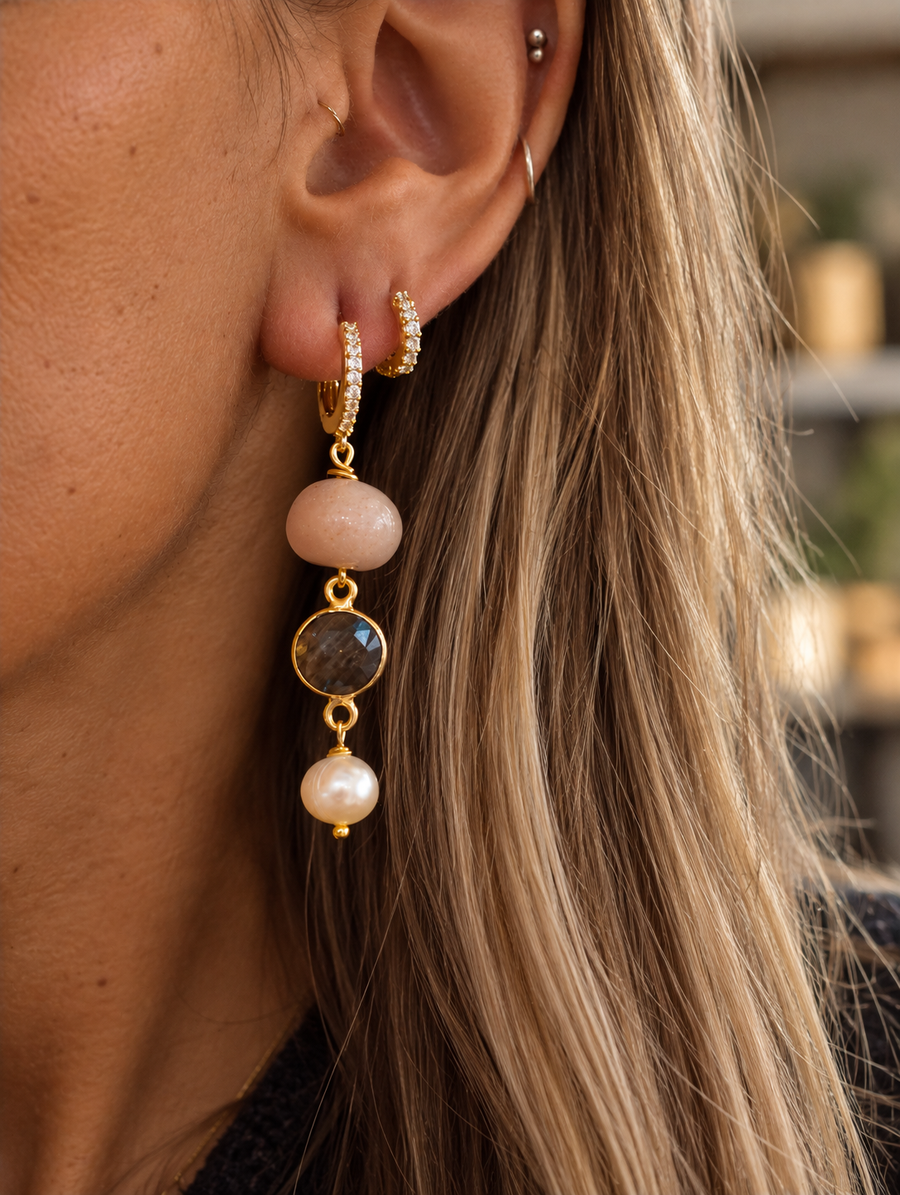 Pink Opal and Purple Chalcedony Earrings