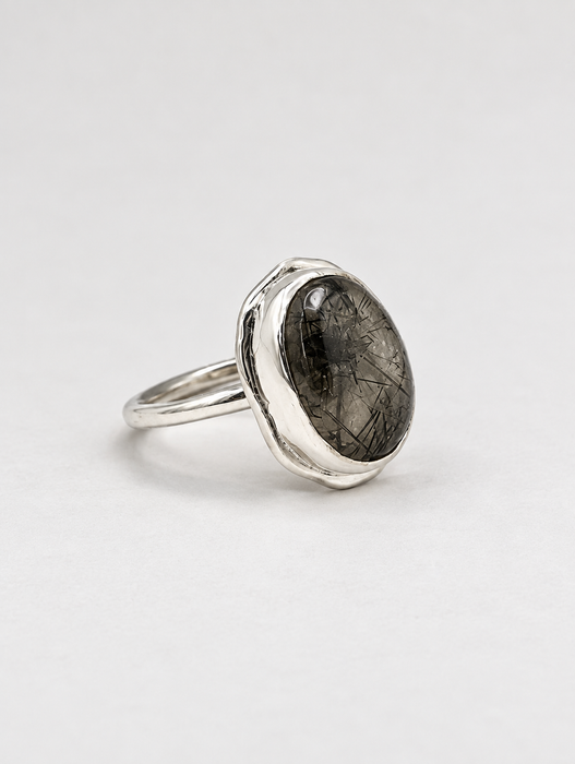 Black Rutilated Quartz Ring