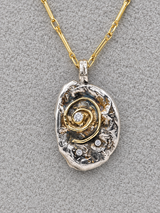 Oval Spiral Pendant Necklace