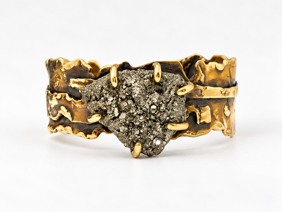 Pyrite Brass Cuff