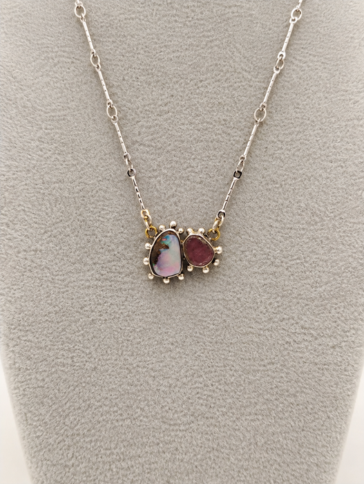 Pink Tourmaline Opal Necklace