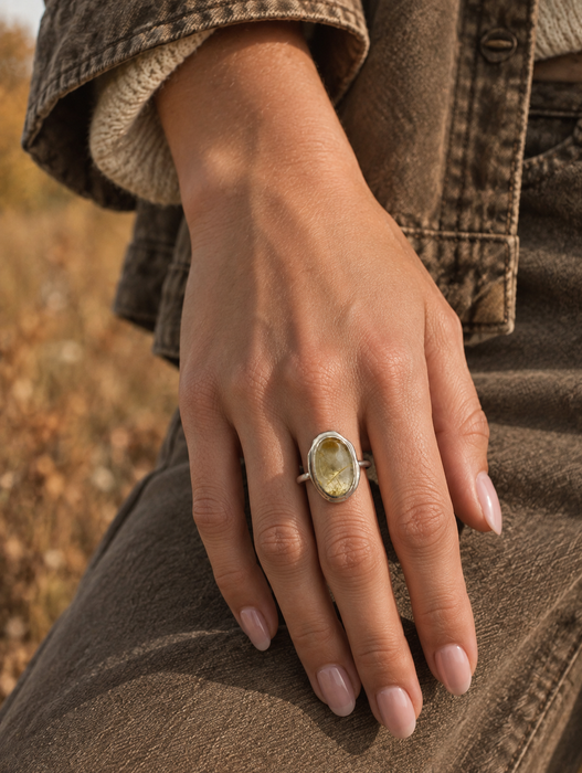 Golden Rutilated Quartz Ring