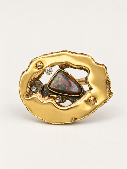 Geode Opal Diamond Ring