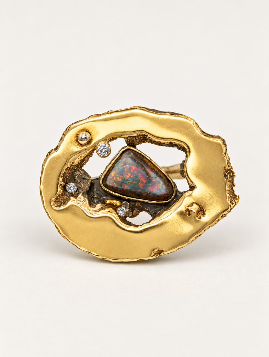 Geode Opal Diamond Ring