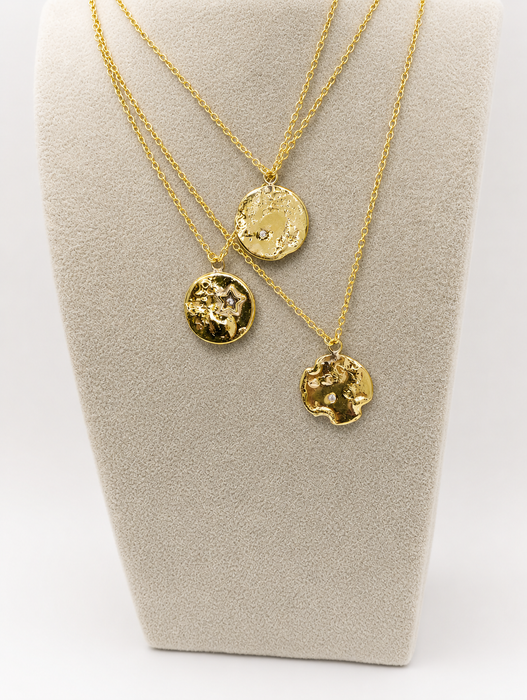 Gold Disk Diamond Pendants