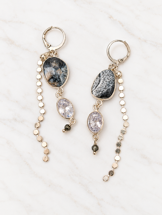 Agate Bead Chain Earrings