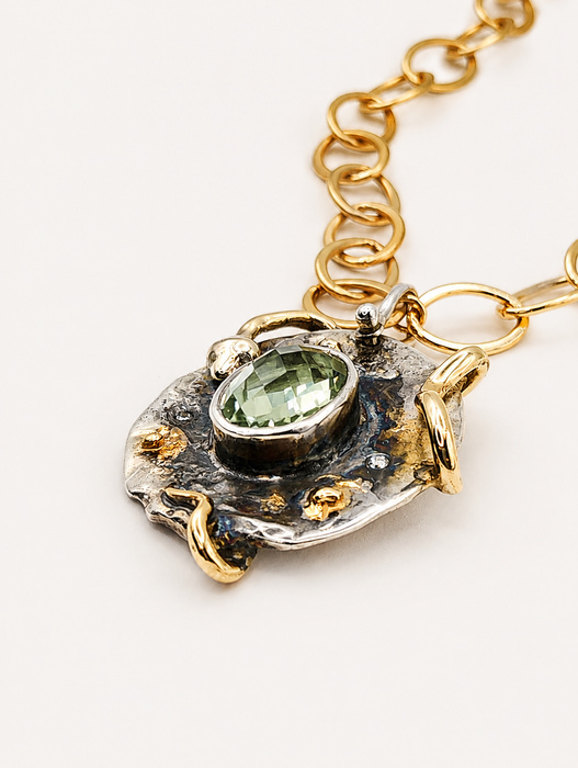 Snake Pendant with Green Amethyst
