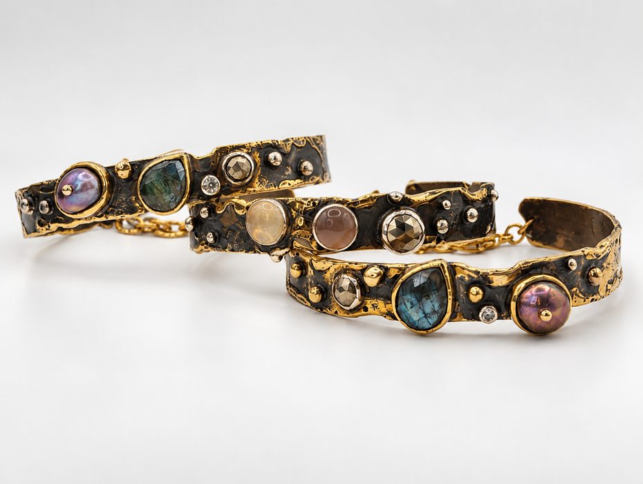 Labradorite Pearl Cuff
