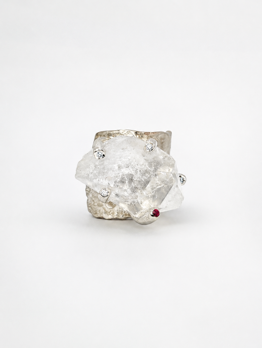 Rock Quartz Diamond Ring