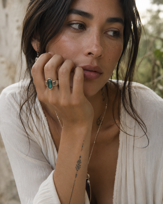 Green Tourmaline Offset Ring #2