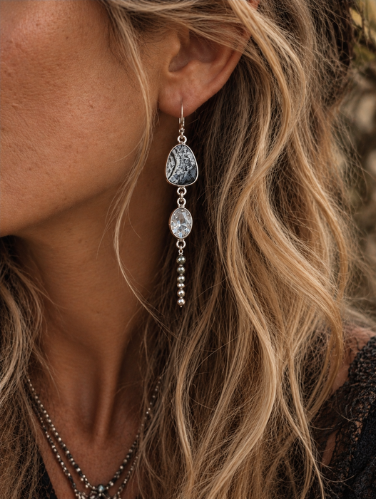 Agate Bead Chain Earrings