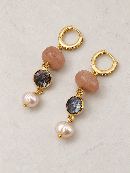 Pink Opal and Purple Chalcedony Earrings