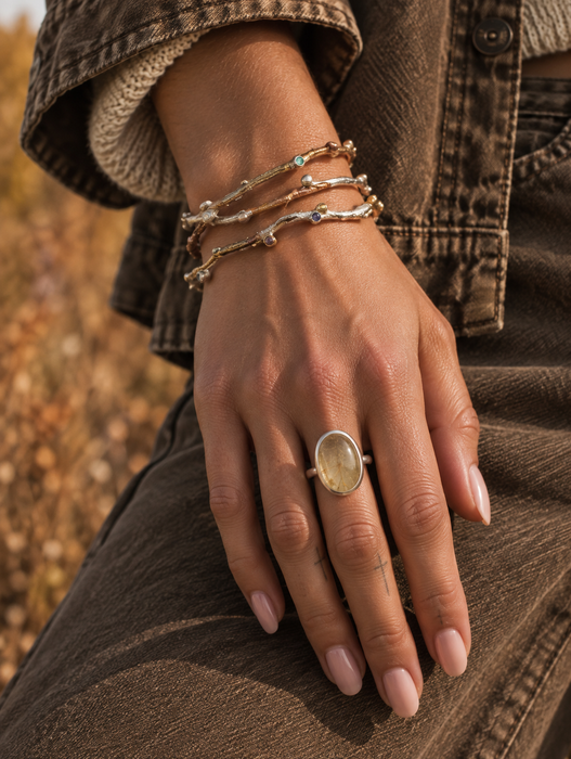 Golden Rutilated Quartz Ring