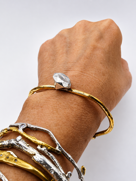 Silver Diamond Cuff