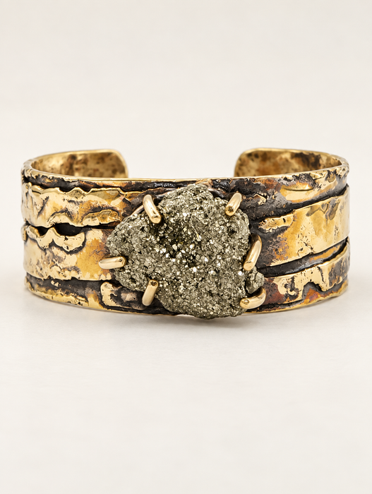 Pyrite Brass Cuff