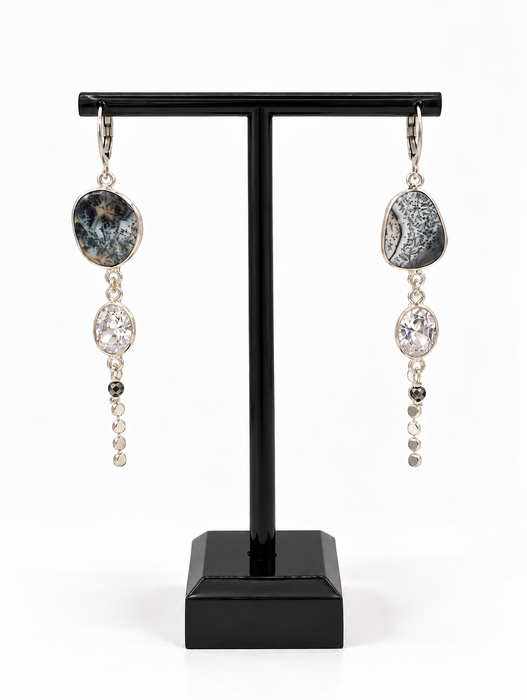 Agate Bead Chain Earrings