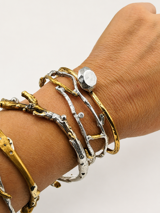 Silver Diamond Cuff