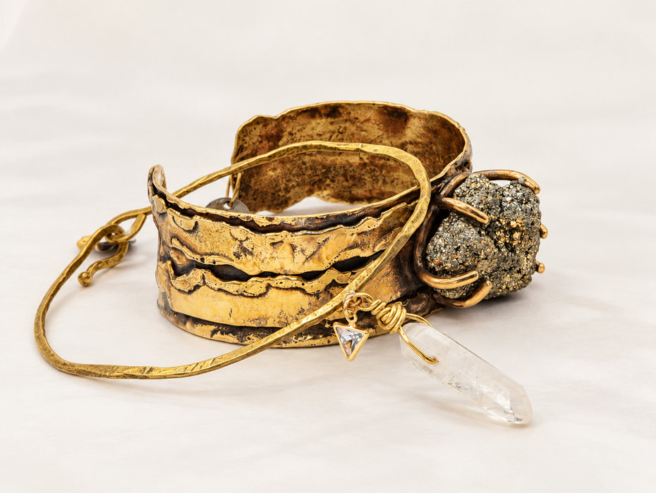 Pyrite Brass Cuff