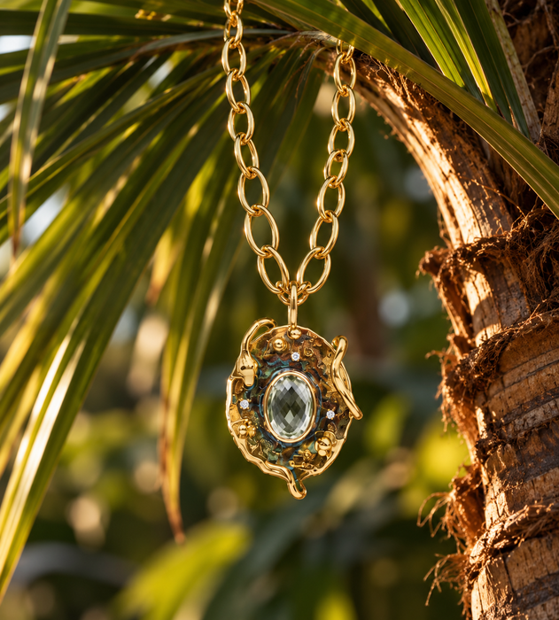 Snake Pendant with Green Amethyst