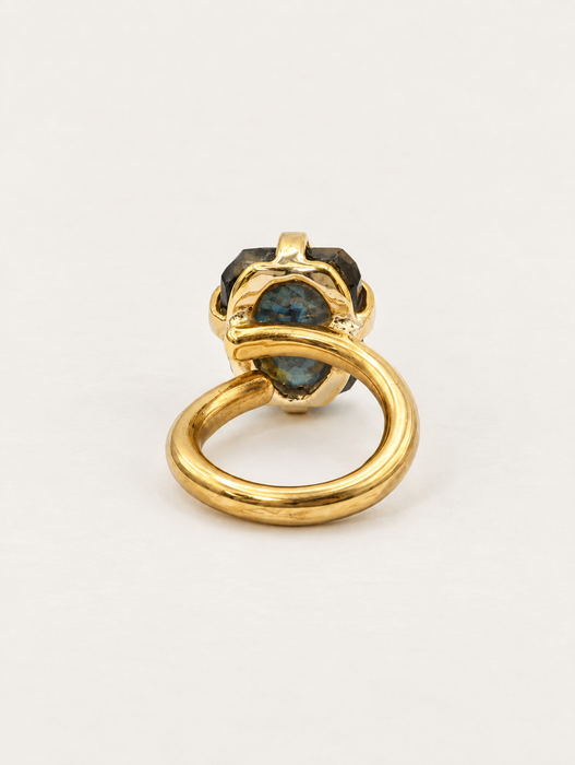 Labradorite Brass Prong Ring