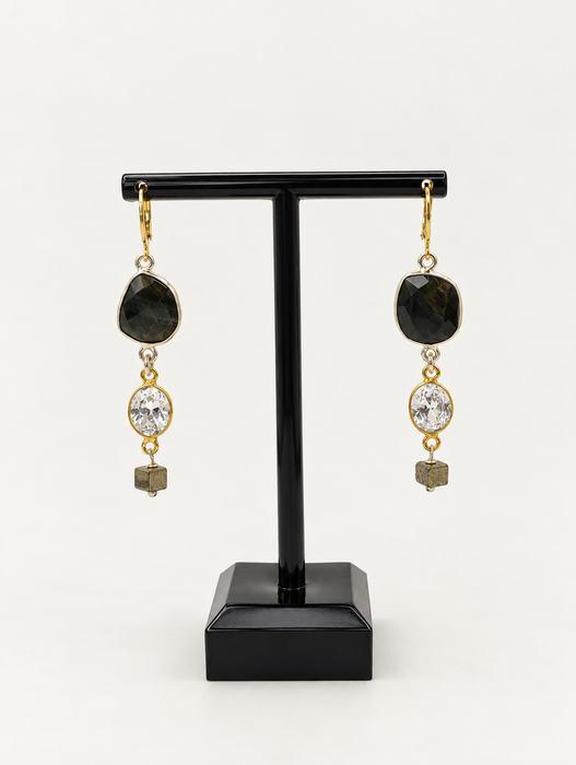 Agate Pyrite Earrings